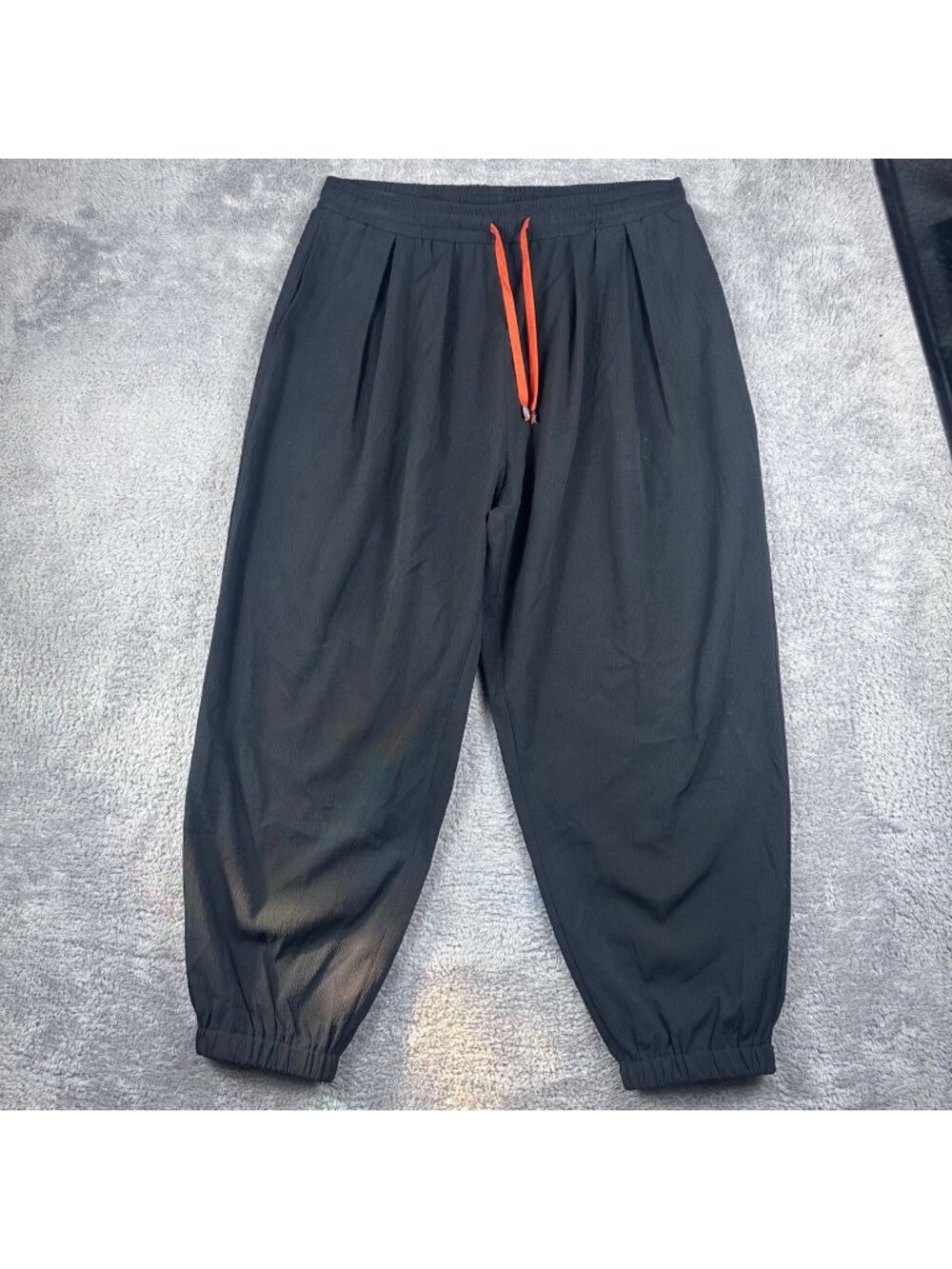 Black Relaxed-Fit Drawstring Pants 2XL 100% Polyester Elastic Cuffs Made In Chin